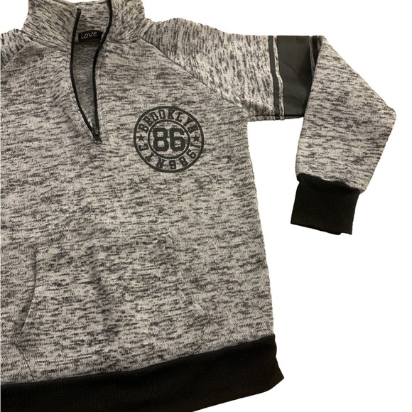 Love | Half Zip Gray Boys Sweater Medium Black Zipper - Picture 7 of 8